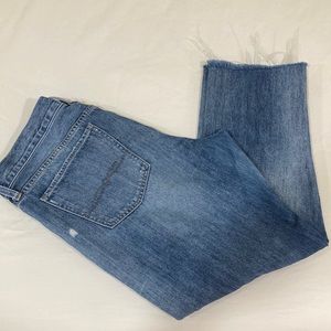 Womens boyfriend distressed cropped jeans